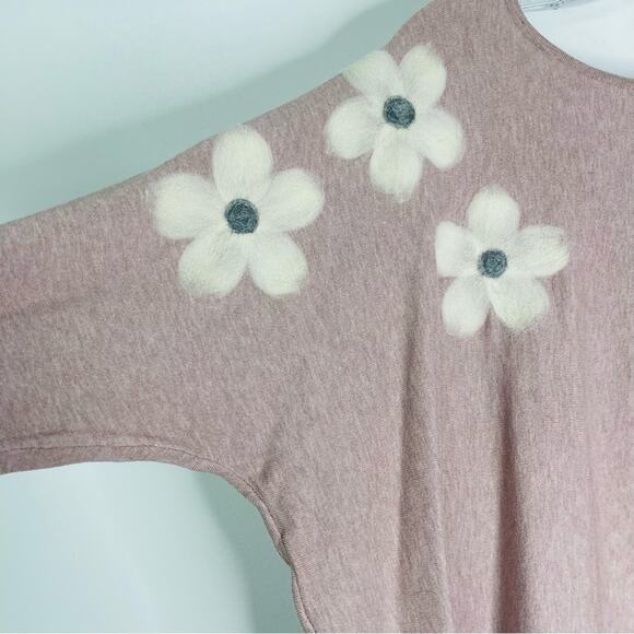 NEW Aedan pink white floral boho cottagecore sweater 2X - Picture 4 of 8